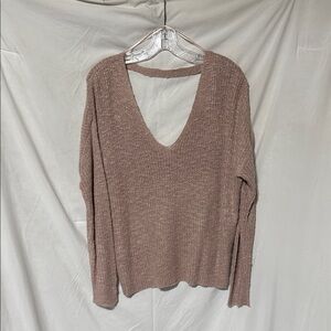 V-Neck Knit Sweater in Taupe